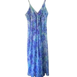 Oscar de la Renta Pink Label Blue  Floral Chiffon Nightgown Slip Dress SZ XL